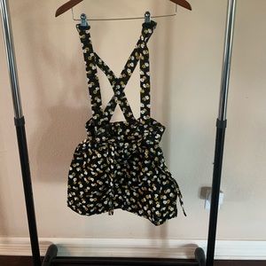 Urban Outfitters black floral overall skirt🌼🌻